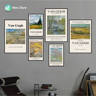 Tranh canvas van gogh treo tường có khung, in sẳn, maru store 2020