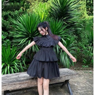 Đầm bigsize cổ tròn phối bèo tầng duyên dáng ( Thời trang Vicky G - Anitagreen ) HN370324