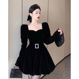 Đầm nhung bigsize cổ vuông tay dài tùng phồng xinh xắn ( Thời trang Vicky G - Anitagreen ) HN400324