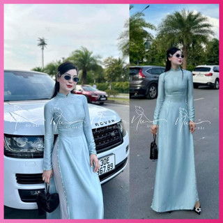 Áo dài nữ truyền thống chất lụa , tay dài kết hạt trai sang trọng phù hợp nhiều dip lễ tết