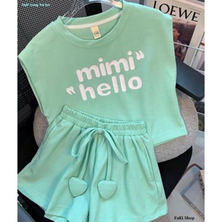 SÉT bộ 3 lỗ mùa hè bé gái MINIHELLO phong cách khỏe mạnh đáng yêu chất liệu cotton ( cả bộ gồm ÁO VÀ QUẦN ) mã M00