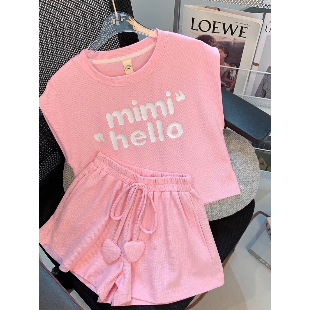 SÉT bộ 3 lỗ mùa hè bé gái MINIHELLO phong cách khỏe mạnh đáng yêu chất liệu cotton ( cả bộ gồm ÁO VÀ QUẦN ) mã M001