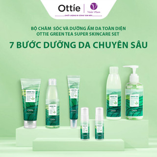 Bộ chăm sóc và dưỡng ẩm da trà xanh ottie green tea super skincare set 7 sản phẩm chăm sóc toàn diện