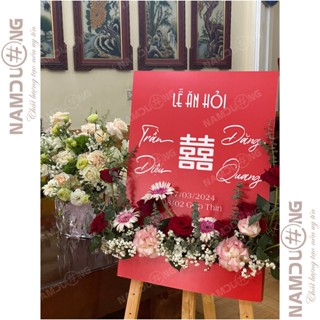 Bảng welcome 3D cắm hoa