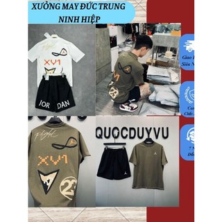 Bộ quâng áo jo dan 2 màu xanh trắng họa tiết in hình jo dan siêu đẹp