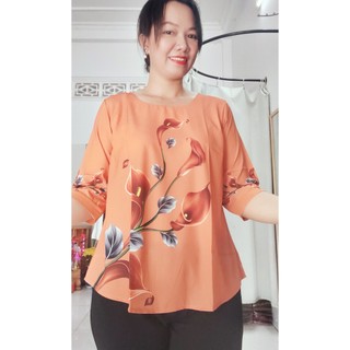 Áo trung niên in hoa 3d bigsize chất lụa cao cấp