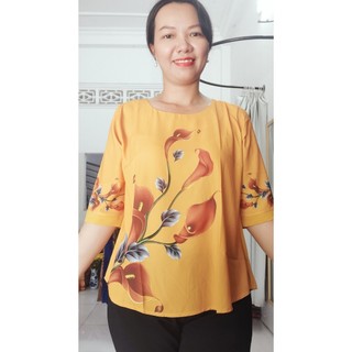 Áo trung niên in hoa 3d bigsize chất lụa cao cấp