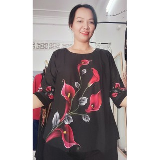 Áo trung niên in hoa 3d bigsize chất lụa cao cấp