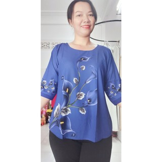 Áo trung niên in hoa 3d bigsize chất lụa cao cấp