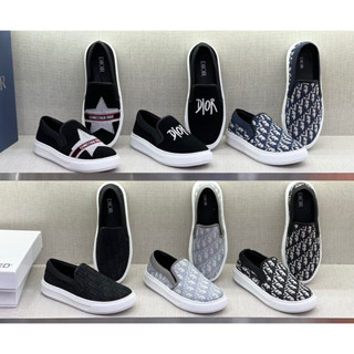 Giầy Slipon  nhung da lộn chữ thêu - Giày lười nam vân dệt cao cấp kèm video