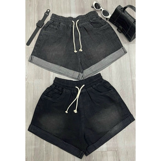 Quần short jean lưng thun ống rộng - hình thật