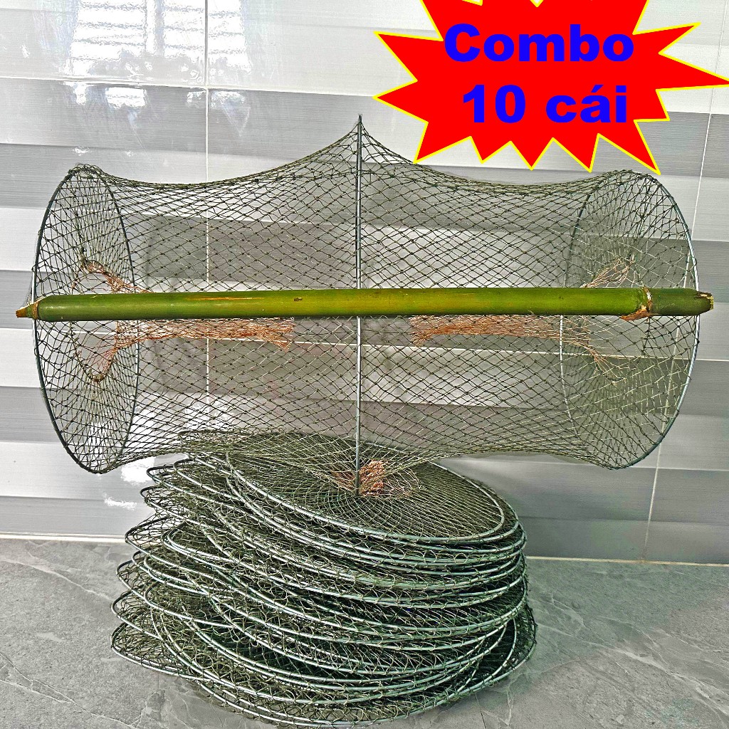 Combo 10 Lờ Cá Lóc Cải Tiến Vành Kẽm 30x52cm