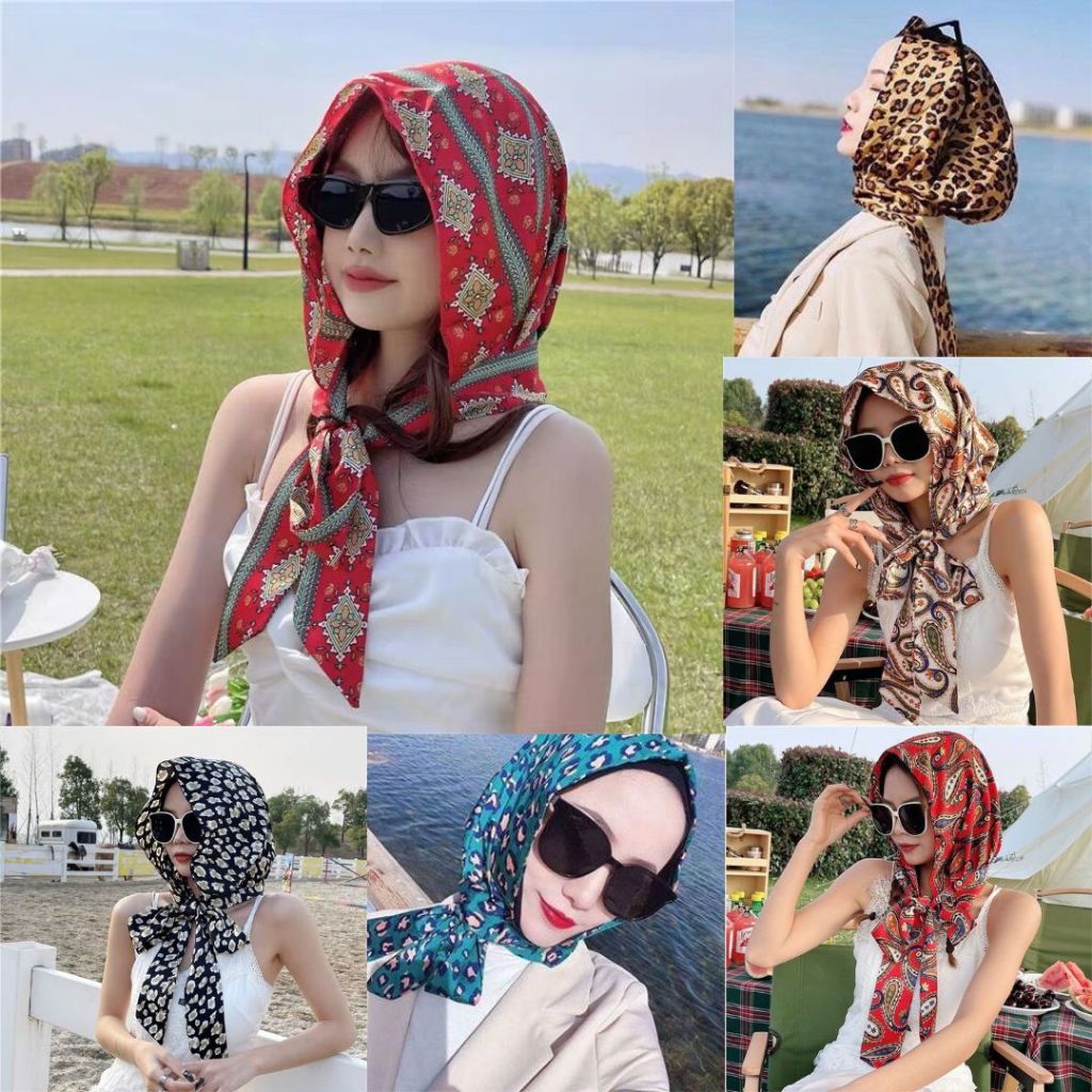 Khăn trùm đầu chống nắng - Khăn choàng đa năng vải lụa satin phong cách trẻ trung sanh chảnh