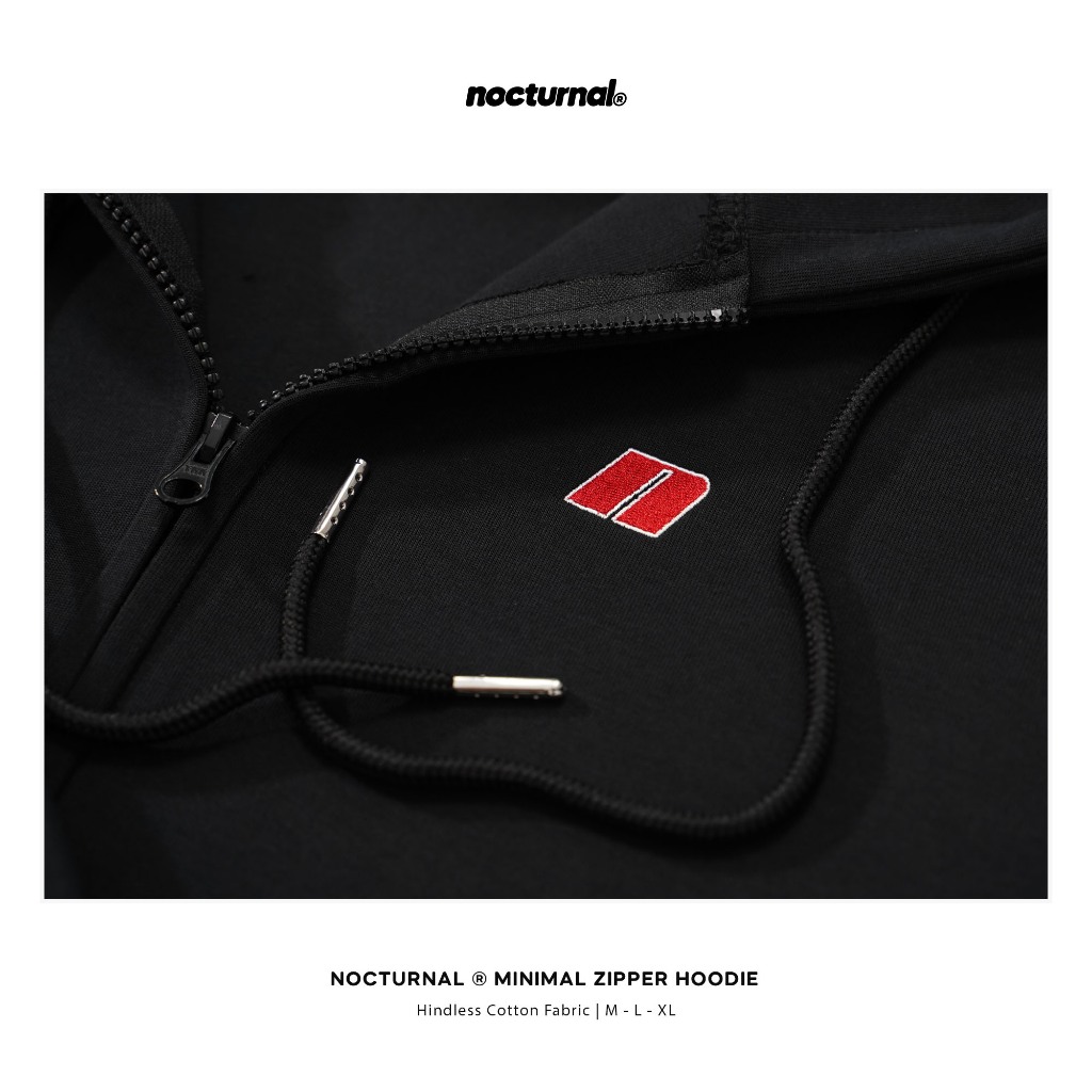 Áo Hoodie Zip Minimal NOCTURNAL Vải 2 Da Chống Nắng Tốt Hindless Fabric Unisex Local Brand | BigBuy360 - bigbuy360.vn