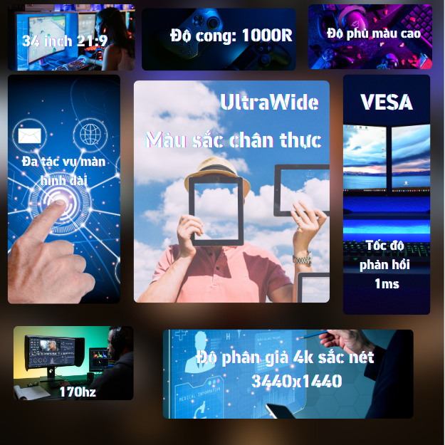 Màn hình UltraWide D34 34inch 21:9 2K+ 170Hz Mới | BigBuy360 - bigbuy360.vn