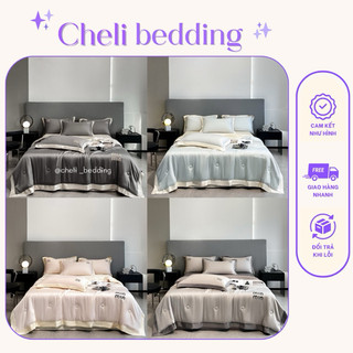 Bộ chăn ga gối phi lụa 4 món chăn trần bông đủ kích thước - bộ ga giường lụa 4 món chăn trần bông , set chăn ga lụa