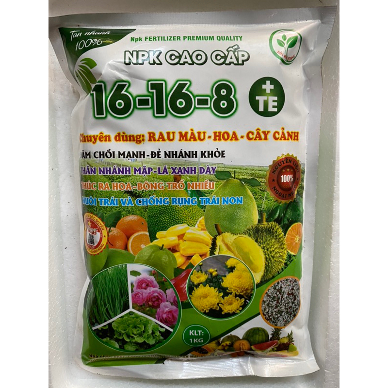 Phân bón NPK cao cấp 16-16-8+TE gói 1kg
