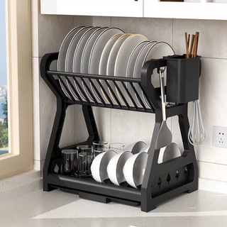 Kệ úp chén, kệ đễ bát đĩa, kệ úp ly đa năng có ống đũa, móc treo LH-3639 với thanh INOX chịu lực