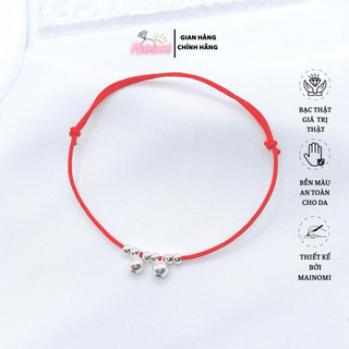 Vòng tay chỉ đỏ mix 2 chuông và bi bạc may mắn nhỏ xinh MAINOMI