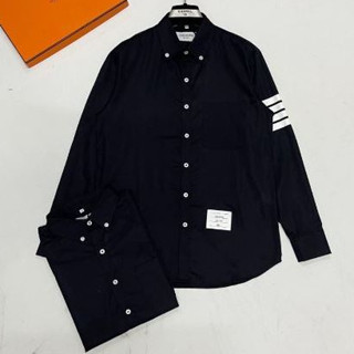 áo sơ mi thom browne phong cách hit năm 2024 - áo sơ mi đen nam 3 sọc boy phố cực ngầu _ HD000055
