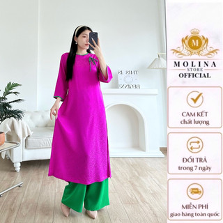 SET ÁO DÀI gấm MỘC HOA tay lỡ cao cấp
