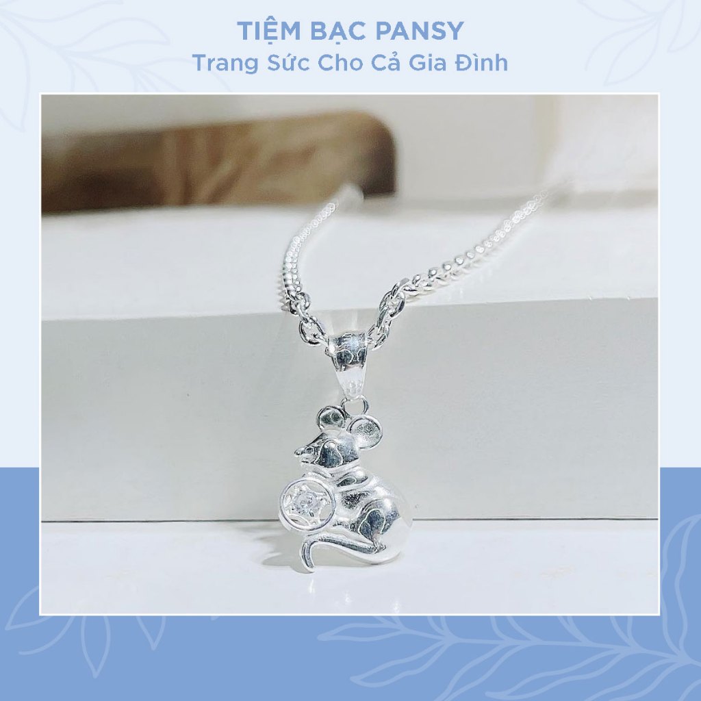 Dây chuyền bạc trẻ em hình mặt chuột dễ thương - Vòng cổ cho bé tuổi Tý bằng bạc ta cao cấp
