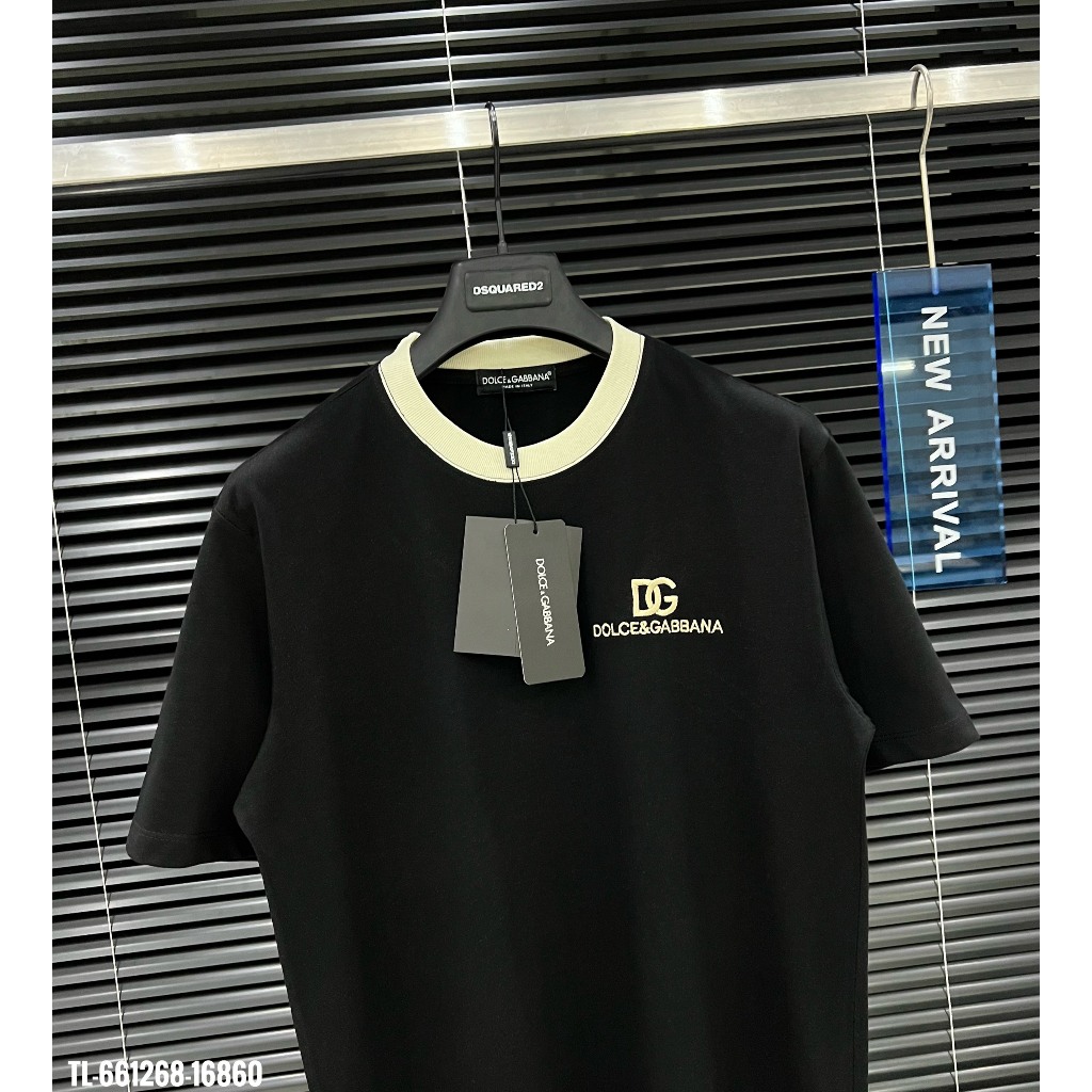 🔥Hot🔥Áo thun DG thêu ngực phối bo cổ thiết kế hot trend Nam nữ New 2024