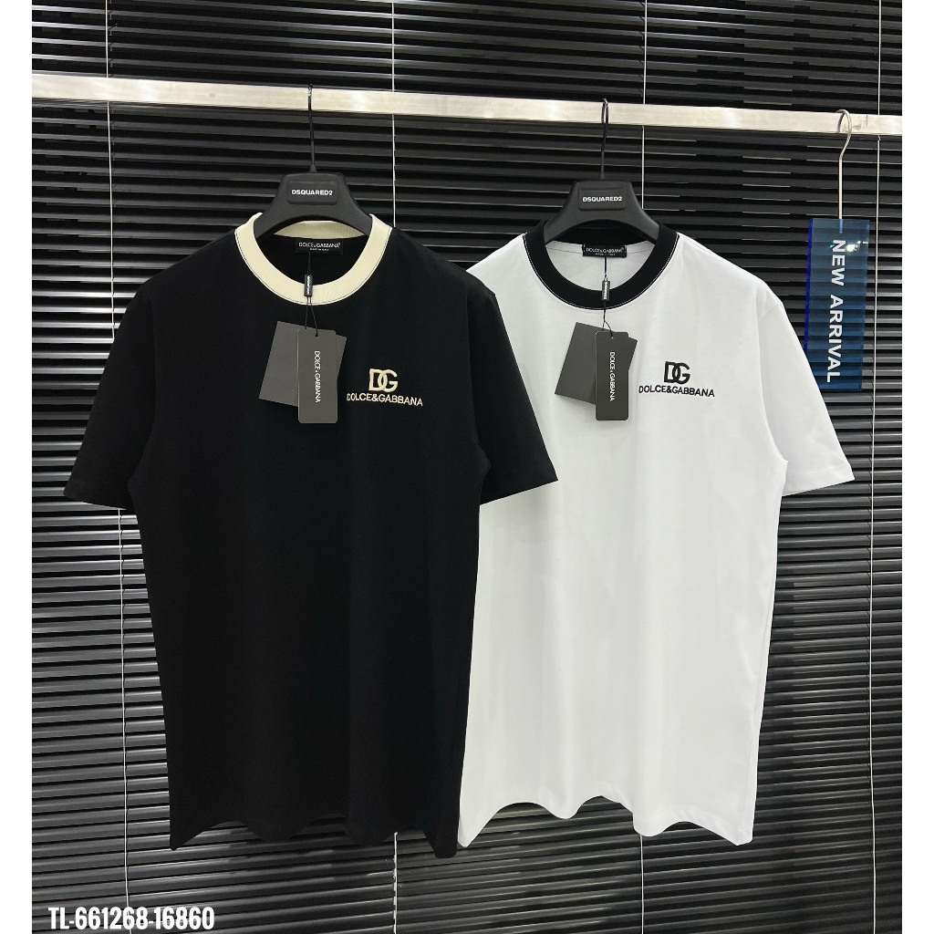 🔥Hot🔥Áo thun DG thêu ngực phối bo cổ thiết kế hot trend Nam nữ New 2024