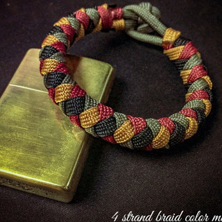 Vòng paracord handmade 4 strand braid đỏ-vàng-ghi