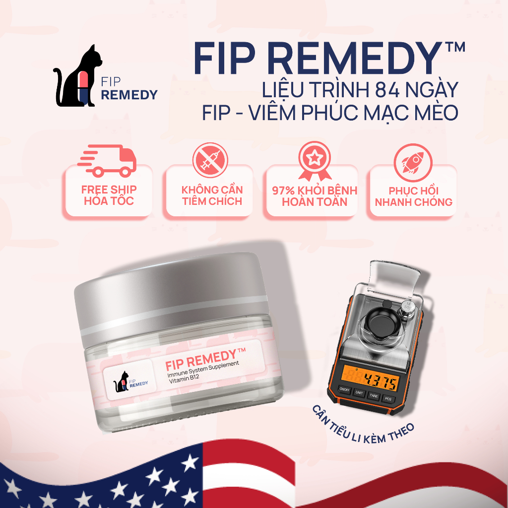 Liệu Trình 84 Ngày FIP Viêm Phúc Mạc Mèo - Viên Uống FIP REMEDY - Hàng Mỹ Chính Hãng