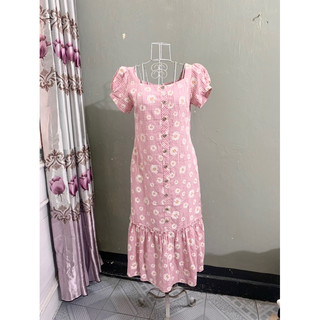 <si tuyển> Váy/ đầm Hồng hoa cúc / dáng dài đuôi cá