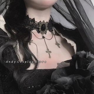 Vòng cổ choker ren thánh giá đen
