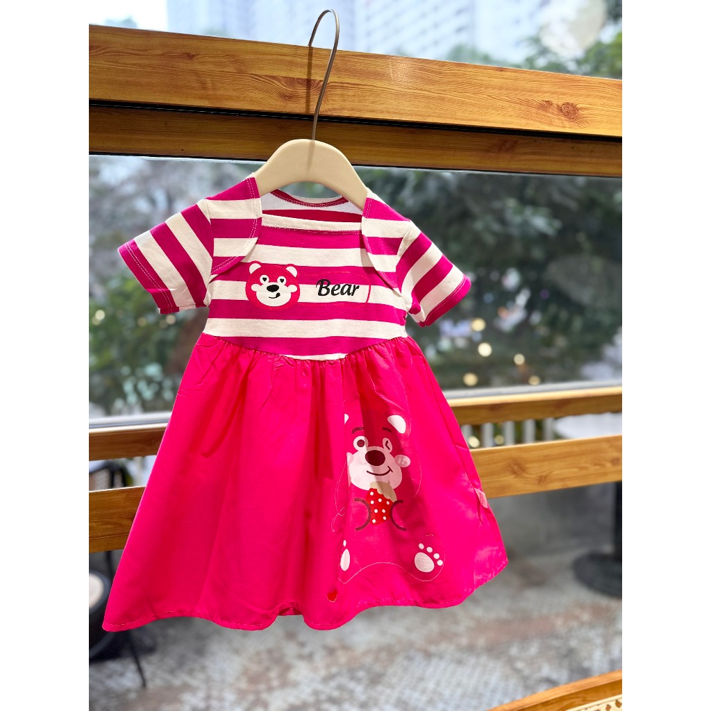 G36- VÁY GẤU PHỐI COTTON CHO BÉ SN