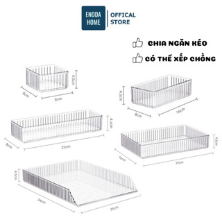Khay Nhựa ENODA HOME Đựng Mĩ Phẩm Có Thể Xếp Chồng Tiện Lợi, Khay Đựng Đồ Trong Suốt Đa Kích Thước P300