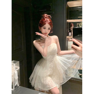 [Giá Ưu Đãi Hàng Mới] Đầm Ren Nữ Cúp Ngực Phối Đuôi Ren Phong Cách Búp Bê Dự Tiệc Dễ Thương