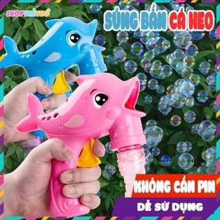 Đồ Chơi Súng Bắn Xà Phòng Cá Heo Chạy Cơ Cho Bé Tặng Kèm 2 Bình Nước Xà Phòng