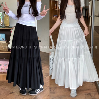  Chân váy midi xoè chất voan tơ thiết kế 3 tầng bồng bềnh phù hợp đi biển, đi dạo, đi cafe sống ảo