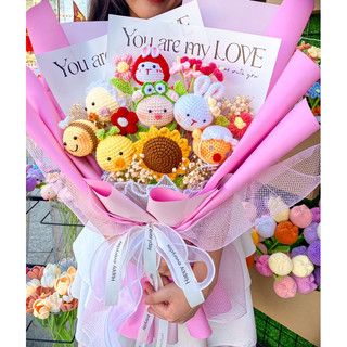 Hoa heo thỏ len móc Handmade - quà tặng dễ thương