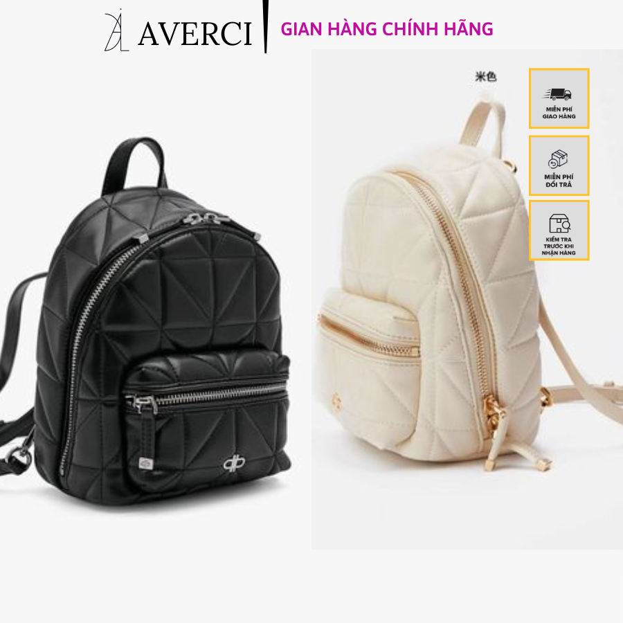 AVERCI Balo Mini, Balo Pedro 2 Màu Đen - Kem, Balo Mẫu Mới 2024 ,Balo Nữ Phom Chữ Nhật Icon Mini Pix