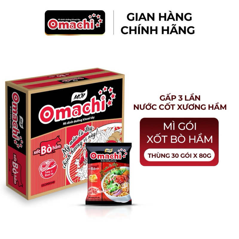 Mì tôm omachi gói 80g thùng 30g