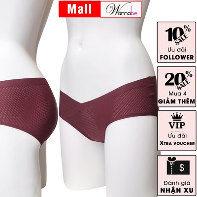 Quần lót thun lạnh WANNABE quần chíp su không đường may cạp chéo phù hợp mẹ bầu người bụng to QLT08