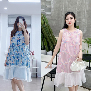 váy sát nách hoa nổi phối chân ly