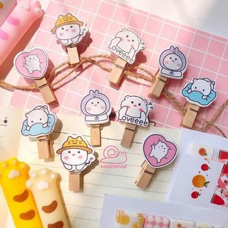 Bộ 10 chiếc Kẹp Classy gỗ Kẹp Classy kẹp ảnh trang trí hình dáng cực xinh kích thước 3.5 * 0.7CM PK632