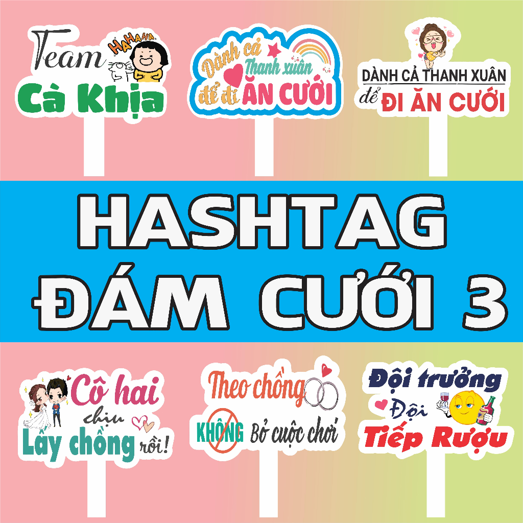HASHTAG cầm tay chụp ảnh Đám cưới, Happy Wedding [ĐC3]