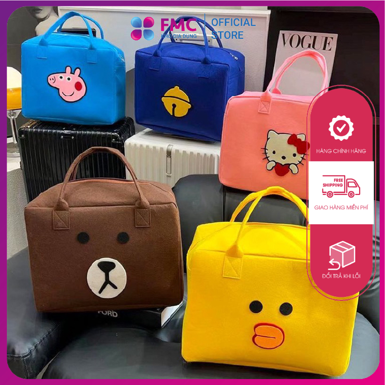 Túi Du Lịch Cỡ Lớn Vải Nỉ Họa Tiết dễ thương (40x30x20)