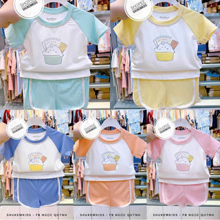 Bộ cộc punchun raglan phối trắng cho bé 6m-5y