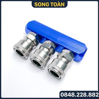 Bộ Chia Khí Nén Thân Vuông, Đầu Nối Vuông Chia 2, Chia 3, Chia 4, Chia 5 Nối Nhanh Khí Nén - Ren 13