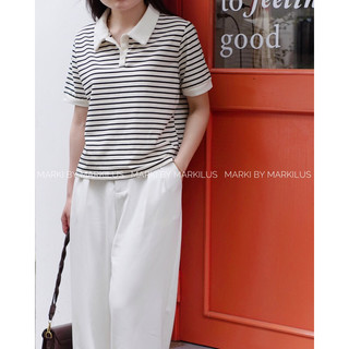 Marki/ áo polo kẻ ngang cộc tay a390