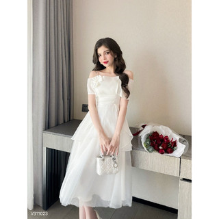 ĐẦM MIDI TẦNG TRỄ VAI NƠ