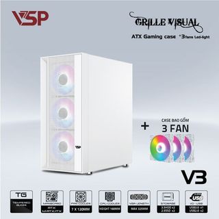 Vỏ Case VSP V3 WHITE (SẴN 3 FAN LED)